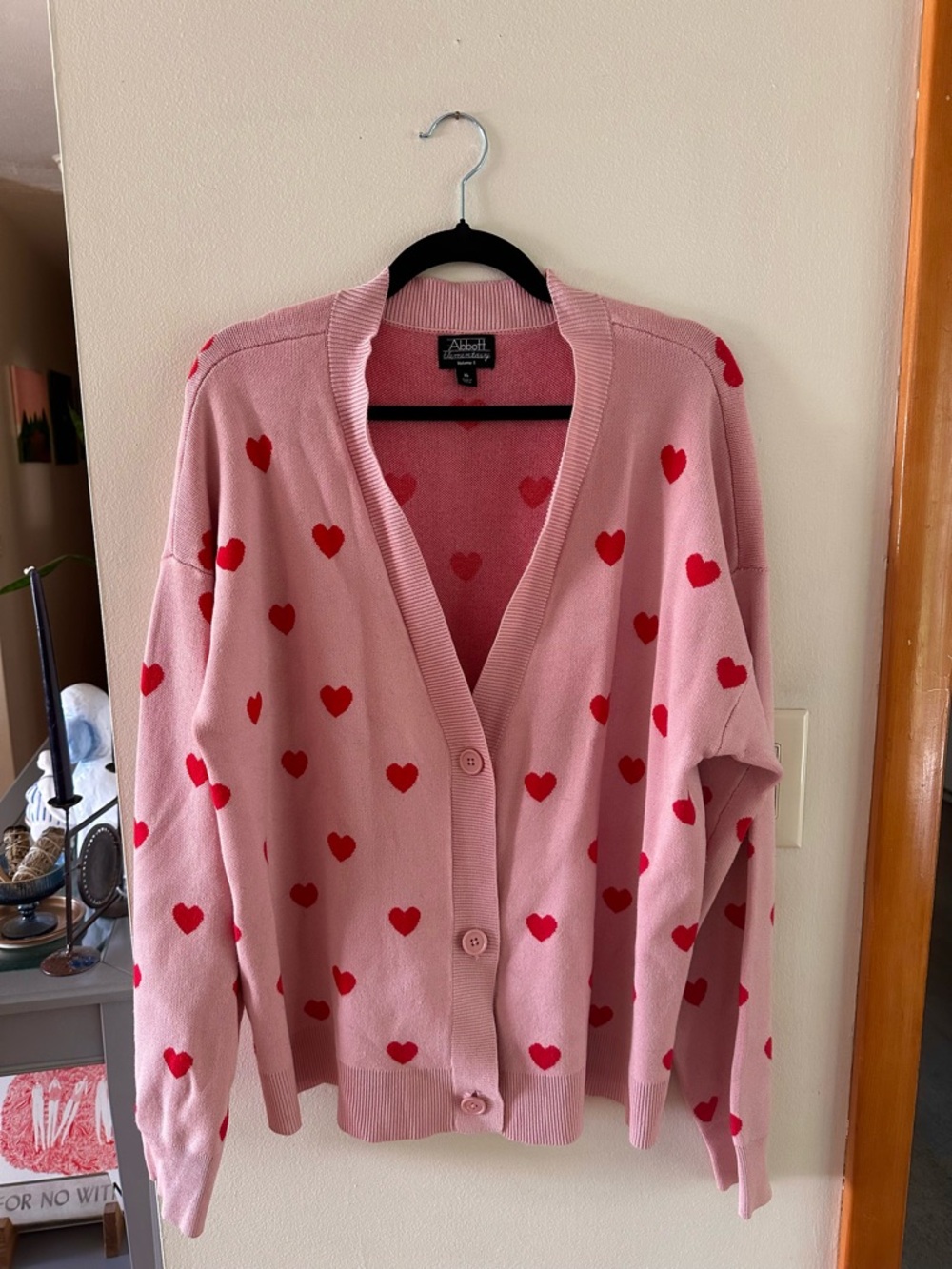 Abbott Elementary Pink Heart-Print Cardigan